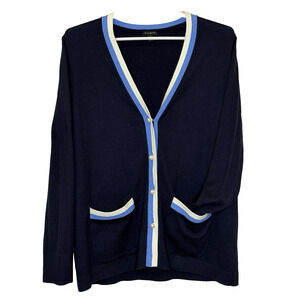 Talbots Sweater Cardigan Womens Size Large Blue Long Sleeve V-Neck Button Front